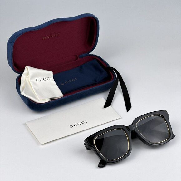 NEW Gucci GG1136SA 001 Black/Gold Grey Square Women Sunglasses GG 1136SA - Picture 12 of 14